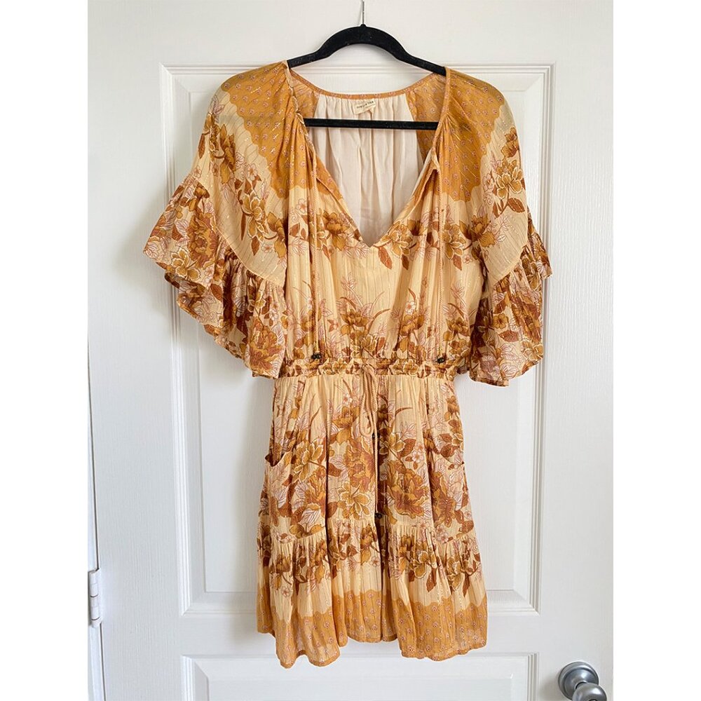 Spell Coco Lei Flutter Sleeve Dress In Caramel - … - image 1